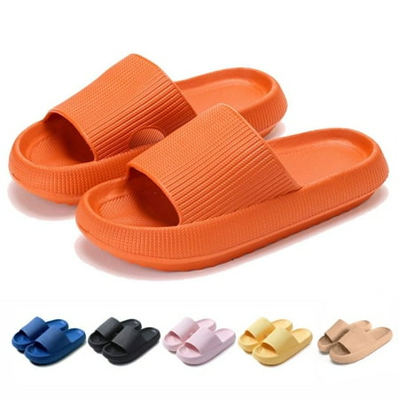 

FZFLZDH Women Men Non-slip Thick Sole Quick-dry Bath Slipper Pillow Slides Shower Shoes Beach Sandals Black/40-41