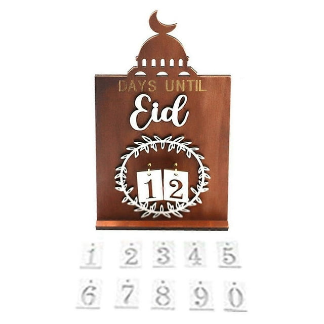 Countdown Calendar Eid Al-Fitr Desktop Ornament Calendar Days Till Eid Al-Fitr Countdown Decorations Wooden Farmhouse-A