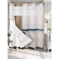 thumbnail image 4 of Beige Brown Blue No Hook Shower Curtain Waterproof, Bathroom Curtains with Snap in Liners and See Through Top Window, Vintage Abstract Mottled Texture Hotel Style Bathtub Curtains Shower 72"Wx78"L, 4 of 8