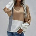 thumbnail image 3 of Gibobby Casual Suéter para Mujer, Suéter de cuello redondo para mujer, casual, manga larga, punto grueso, suéter suave(Caqui,XG), 3 of 5