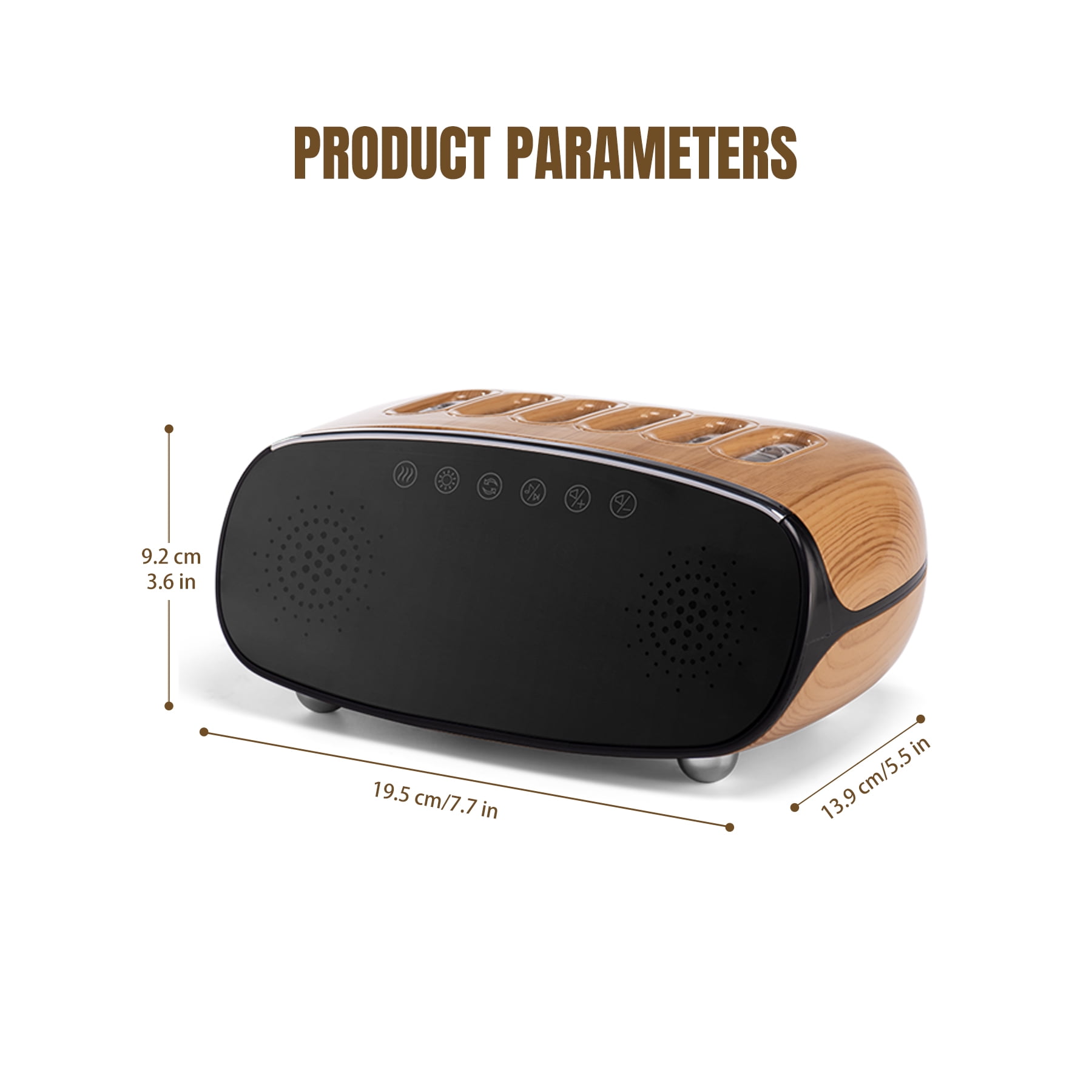 Bluetooth Music Humidifier with Clock, Remote, and Color-Changing Lights – Quiet Ultrasonic Cool Mist Diffuser with 6 Spray Heads for Home, Office, and Bedroom