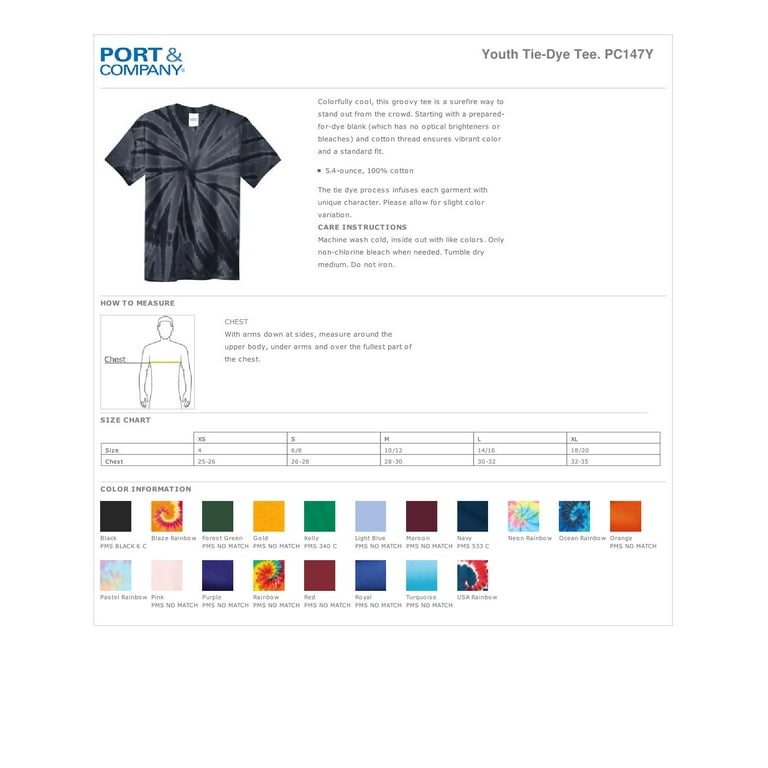 Port Company PC147Y Boys Tie-Dye T-Shirt - Light Blue - XL