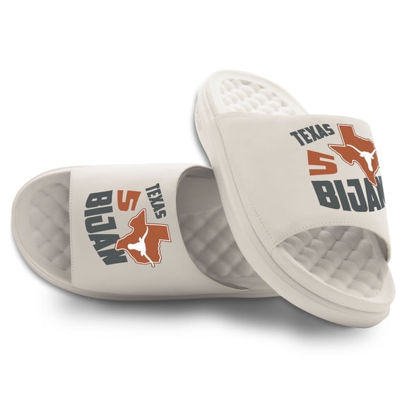 Unisex ISlide Bijan Robinson Cream Texas Longhorns Collage Motive Slide Sandals