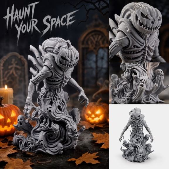 Spooky Halloween Decorations Gothic 3D Printed Figure for Indoor Home Office Desk Halloween Decor Pumpkin Ghost Holiday Decor