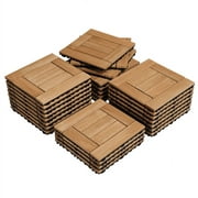 SmileMart 27pcs Indoor & Outdoor Wood Flooring Tiles for Patio Garden, 12" x 12", Natural Wood