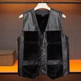 thumbnail image 2 of Riecok Work Vest for Men V Neck Sleeveless Jackets Button down Coats with Multiple Pockets Baggy Casual Outerwear, 2 of 7