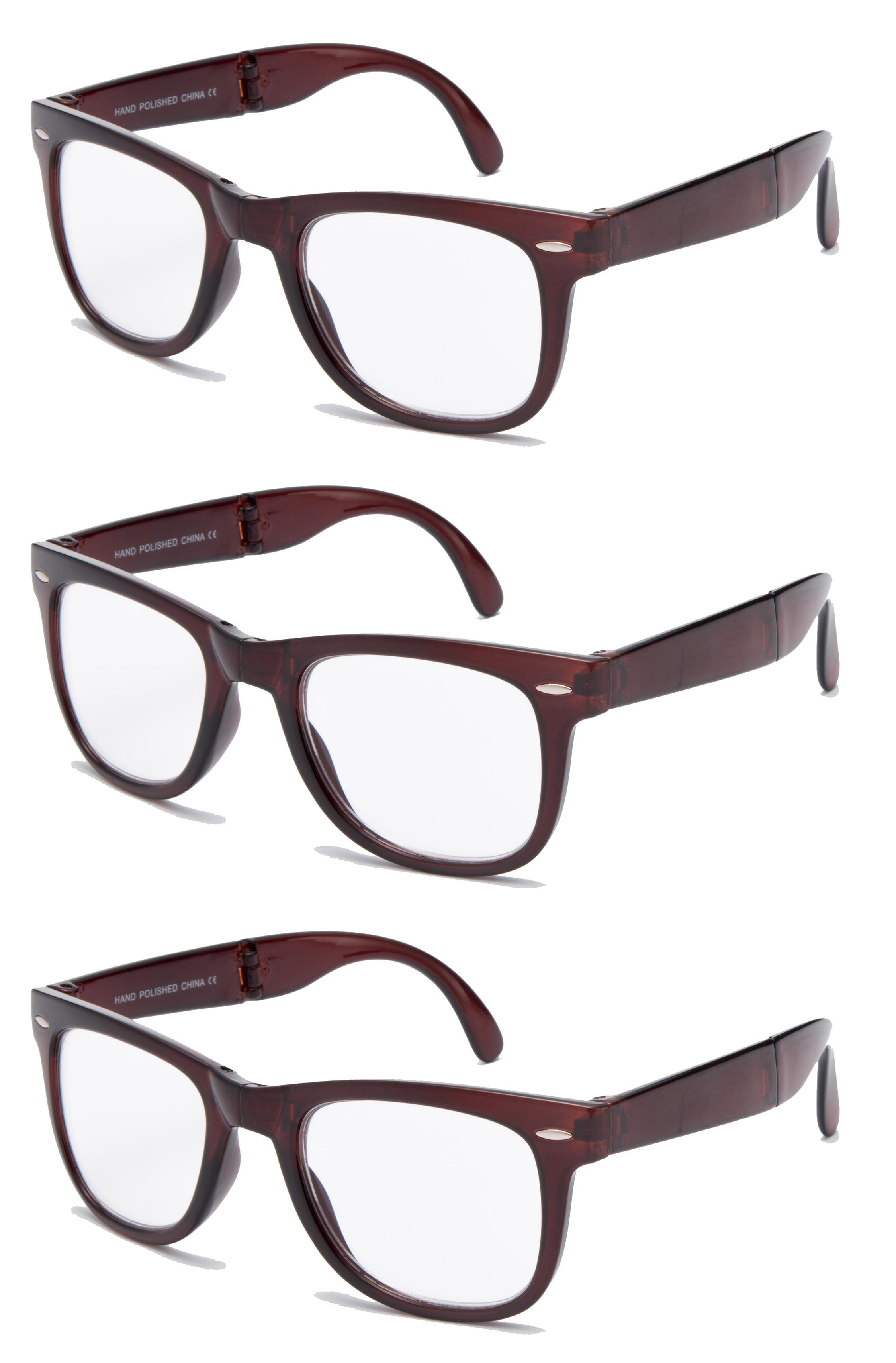 3 Pairs Folding Reading Glasses Comfortable Stylish Simple Readers Rx
