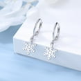 thumbnail image 5 of Solid 925 Sterling Silver Snowflake Hoop Earrings for Women Teens Frozen Flower Hoop Earrings Winter Christmas Earrings, 5 of 7