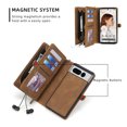 thumbnail image 2 of Allytech Detachable Magnetic Wallet Case for Google Pixel 7 Pro with Wrist Strap, Large Capacity Luxury PU Leather Card Slots Zipper Cash Pocket Shockproof Protective Wallet Case - Brown, 2 of 9