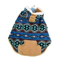 thumbnail image 2 of Vibrant Life Dog Clothes: Blue Fair Isle Print Fleece Hooded Jacket with Corduroy Trim, L, 2 of 11