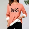 thumbnail image 2 of TFEOQRY Women's Crew Neck Sweatshirt Letter Heart Print Fleece Lined Long Sleeve Casual Pullover Fall Winter Top Pink, 2 of 3
