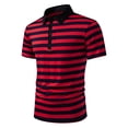 thumbnail image 5 of Men's Muscle Fit Golf Shirt Vintage Striped Soft Stretch Jersey Tee Color Block Collared Short Sleeve T-Shirts Athletic Slim Fit Summer Casual Beach Tops Lightweight, 5 of 9