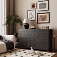 thumbnail image 3 of HUANLEGO FURNITURE 7 Drawer Dressing Chest for Bedroom, Rustic Tall Chest of Drawers, Black, 3 of 6