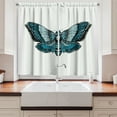 thumbnail image 2 of Ambesonne Death Moth Kitchen Curtains, Skull on Butterfly Body, 55"x39", Pale Blue and Petrol, 2 of 3