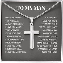 To My Man Cross Necklace From Wife/Girlfriend with Message Card and Gift Box, I Love You Gifts For Husband/Boyfriend, Faith Cross Necklace, Personalized Present For Men, Necklace Jewelry Chain