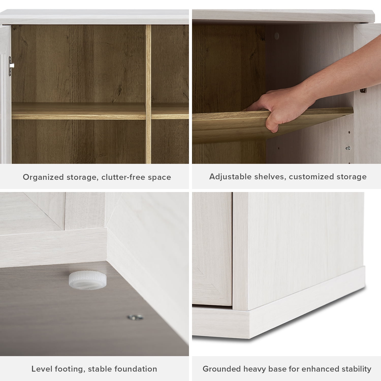 Mopio Blake Storage Cabinet, Sideboard Buffet Cabinet with Storage, Small Modular Accent Display Cabinet, Kitchen Coffee Bar Pantry Cabinet, Media Console Credenza for Living Room (Acrylic, White)