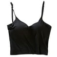thumbnail image 2 of YHAJDS Ribbed Tank Tops For Women Solid Color V Neck Short Length Thin Strap Built In Bra Bralette Sleeveless Top, 2 of 5