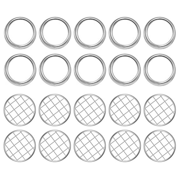 Visland Flower Jar Lid High Durability Rust-proof Metal Floral Insert Canning Grids Mason Jar Lid Accessories for Home - 10PCS Flower Jar Grids+Jar Rings