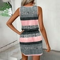 thumbnail image 4 of RongHuan Women's Striped Dress Short Sleeve Mini Dresses Comfy Tiered Dress Fashion Color Block Tank Sundress, 4 of 7