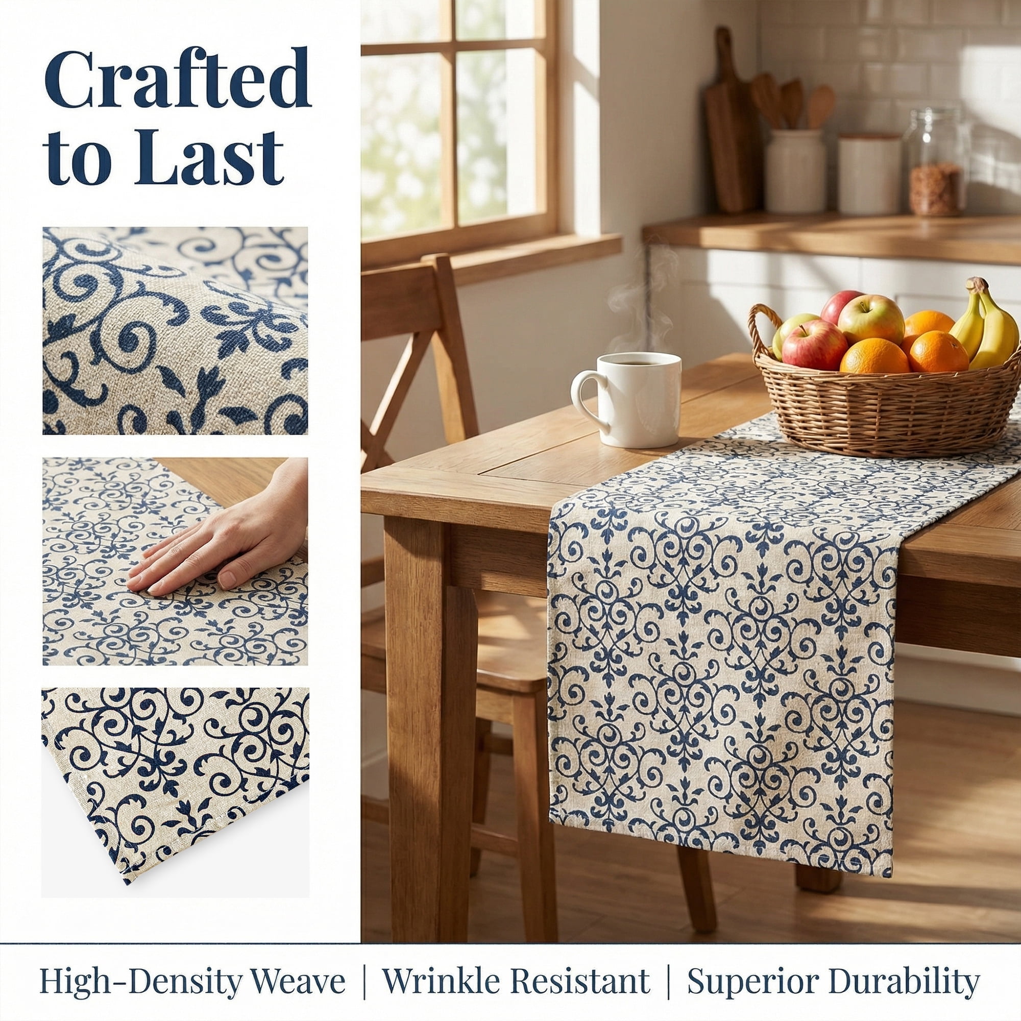 Unique Bargains Birthday Decorations Long Cotton Kitchen Runner Blue 11.8x78.7in