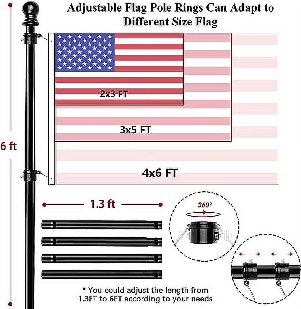 Bonison, Black Wall Mount Flag Pole with Bracket for Home Porch