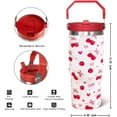 thumbnail image 2 of 30oz Cherry Flip Tumbler Coffee Travel Mug Cup Water Bottle With Handle,Cherry Gifts for Women Decor Stuff Accessories, 2 of 6