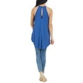 thumbnail image 5 of Women Crochet Cutout Keyhole Back Ruched Sleeveless Halter Neck Plain Tank Top, 5 of 5