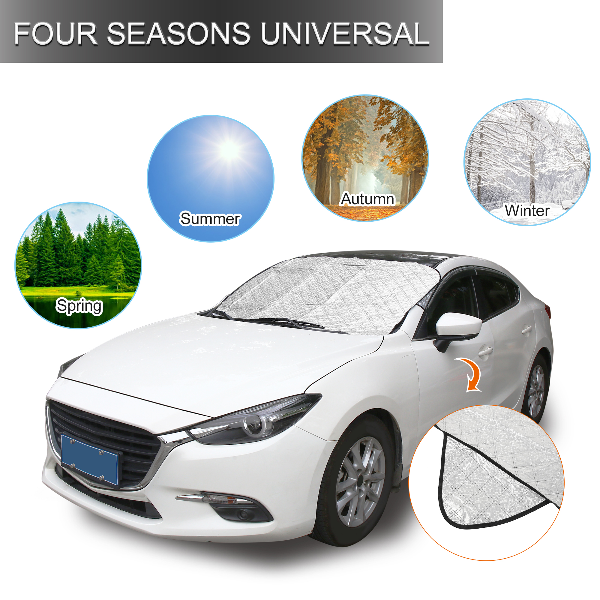 Unique Bargains Car Windshield Sunshade 4 Layer Sun Reflector Cover