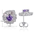 thumbnail image 2 of Airokiy Rhinestone CZ Stud Earrings for Women Purple Crystal Studs Hypoallergenic Pierced Ear Silver Earrings, 2 of 7