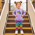 thumbnail image 3 of Aideaone Girls Outfit Fall 2 Pcs Clothes Sets Long Sleeve Ruffle Hem Shirt Floral Pants for Kids Size 3-8, 3 of 6