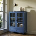 thumbnail image 2 of Tcbosik Sideboard Buffet Cabinet with Glass Doors and Drawer, Storage Cabinet with Adjustable Shelf, Modern Display Cupboard for Living Room, Dining Room, Kitchen, Hallway, Blue, 2 of 9