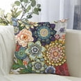 thumbnail image 4 of Boho Floral Throw Pillow Covers Set of 2 Colorful Bohemian Flower Decorative Cushions Pillowcase for Bedroom Sofa Home Decor, 18x18 Inch, Velvet, 4 of 6