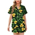 thumbnail image 1 of Camiseta de Manga Corta con Botón de Impresión con Conjunto de Pantalones Cortos a Juego, Conjunto Corto de Verano para las Mujeres Outfit Casual, 1 of 6