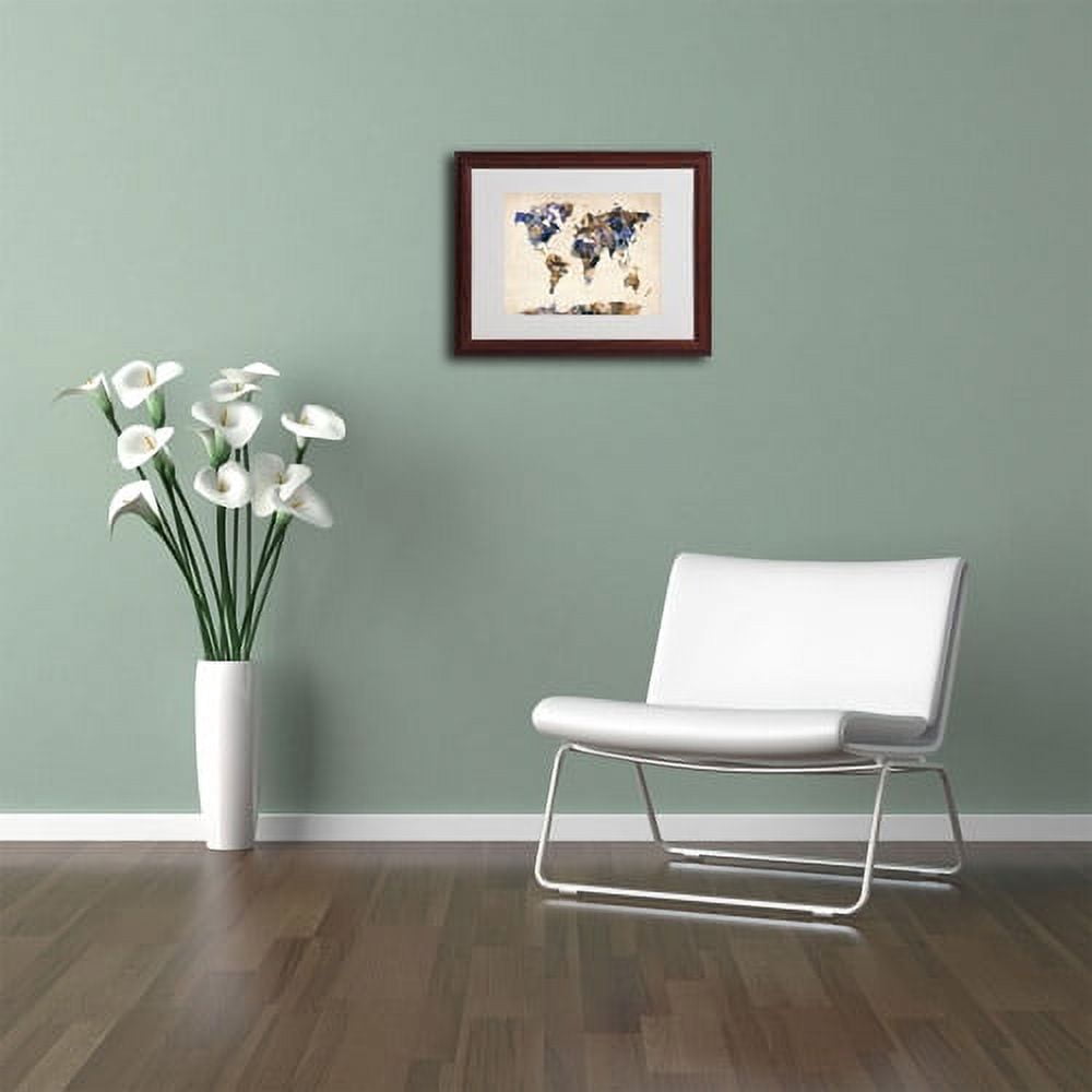 Trademark Fine Art "Watercolor Map 3" Matted Framed Art by Michael Tompsett