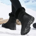 thumbnail image 4 of Camo Snow Boots for Women Front Zipper Winter Outdoor Hiking Shoes Plush Warm Mid Calf Booties Nonslip Trekking High Top Ankle Boots Black Size 6, 4 of 7