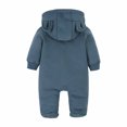 thumbnail image 4 of Odeerbi Toddler Boys Girls Clothes Animal Jumpsuit Baby Romper Fall Winter Harper Thickened Romper Ear Styling Solid Color Dopamine Color Zipper Jumpsuits Navy 12-24 Months, 4 of 8