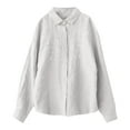 thumbnail image 4 of aidice Cotton Linen Tops for Women Casual Lapel Neck Long Sleeve Button up Lightweight Embroidery Shirts, 4 of 5