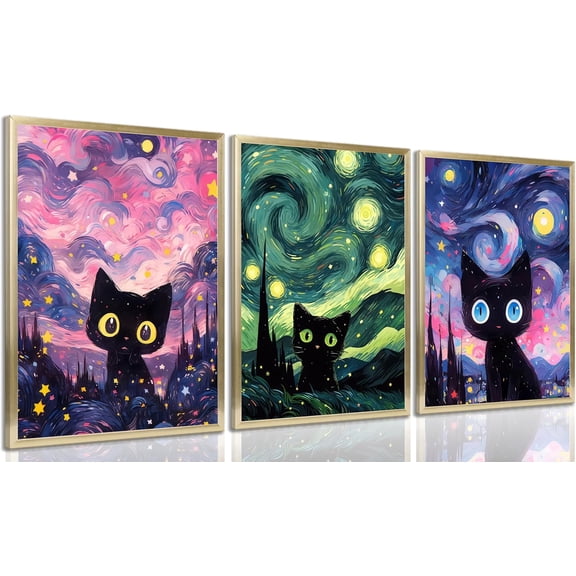 Funny Black Cat Bathroom Canvas Wall Art Black Cat Reading Newspaper On The Toilet Wall Decor Pictures Painting Green Botanical Plant Animal Bathroom Posters Prints