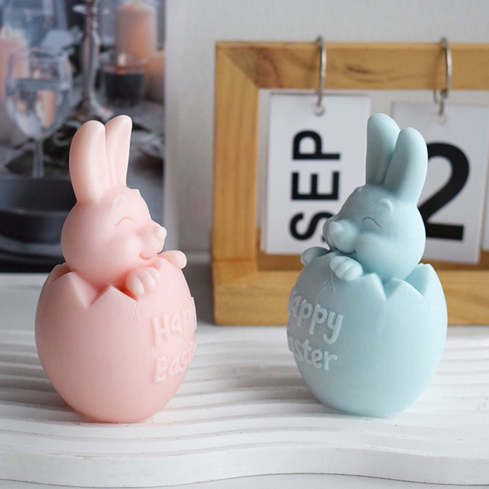 3D Easter Bunny Egg Silicone Candle Mold Decor Clay Resin Soap Mould Handmade Candle Making Fondant Cake Baking Decor