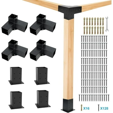 Pergola Brackets Kit 4x4(Actual: 3.5''x3.5'') 3-Way with Hardware for Gazebos