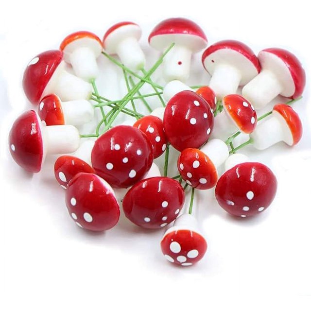 20pcs (20X2cm)Mini Garden Decorative Mushrooms Flower Pots Pot Statues Garden Decorations