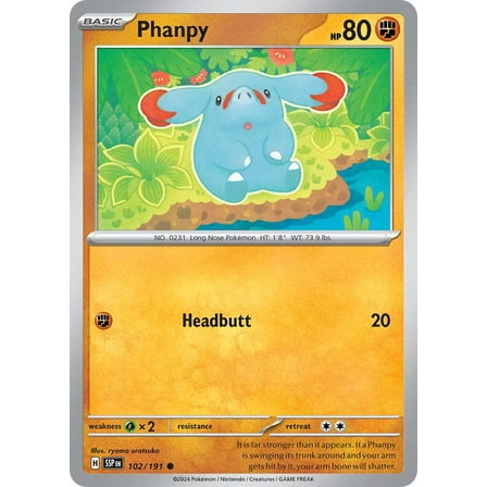 Pokemon Surging Sparks Common Phanpy #102