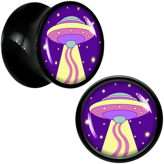 Body Candy 00 Gauge Style Space Invasion UFO Acrylic Saddle Plug Set