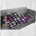 thumbnail image 6 of Abstract Soft Flannel Fleece Throw Blanket, Knot Pattern with Large Fractal Yarns Geometric Linked Bands Graphic, Cozy Plush for Indoor and Outdoor Use, 50" x 60", Grey Purple Pink, by Ambesonne, 6 of 6