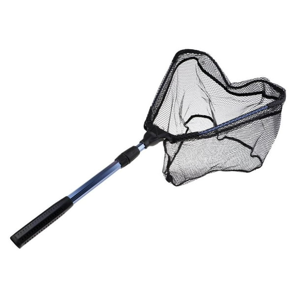 Luzkey Fish Net Collapsible Fishing Landing Net With Extending Telescoping Pole Handle Black 16.5x3.9x3.1inch
