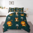 thumbnail image 3 of Homewish Tiger Lion Animal Full Size Comforter Sets, Kawaii Cartoon Wildlife Bedding Comforter Set, Teens Kids Boys Girls Reversible Bedding Sets, Green Microfiber Bedroom Decor, 3pcs, 3 of 8