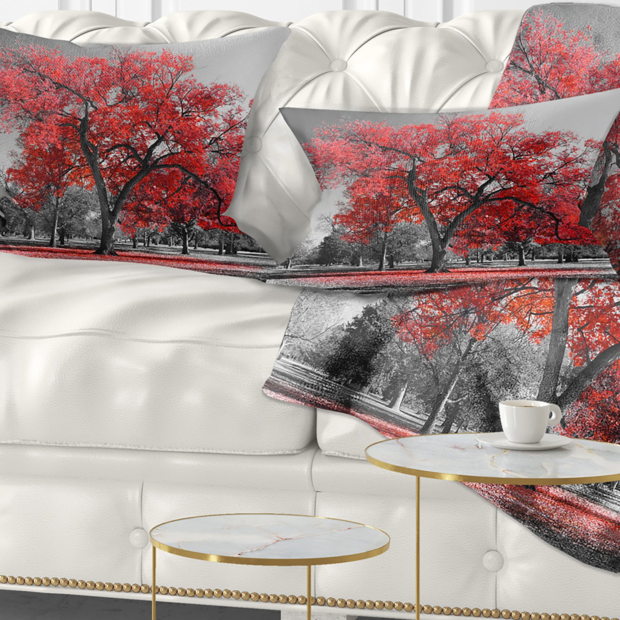 Big Red Tree on Foggy Day Landscape Printed Throw Pillow 12x20 Walmart