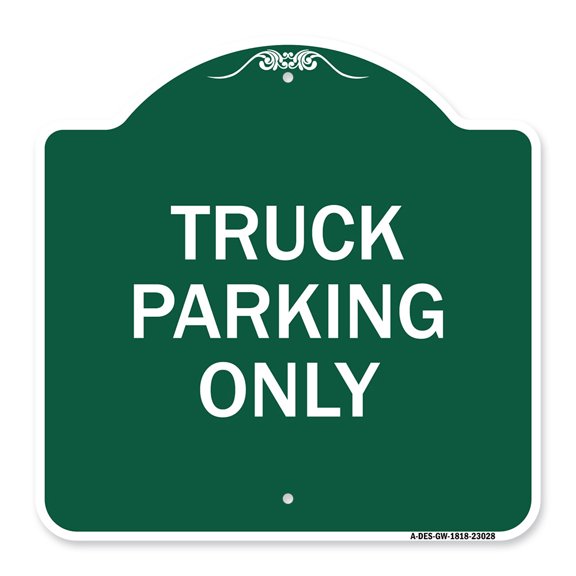 SignMission A-DES-GW-1818-23028 18 x 18 in. Designer Series Sign - Reserved Parking Sign Truck Parking Only, Green & White