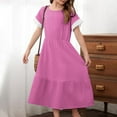thumbnail image 5 of Babcutegg Summer Kids Short Shirt Dresses for Little Girls Skirts Solid Color Round Neck Cotton Dress Hot Pink Size 11 Years, 5 of 8