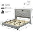 thumbnail image 5 of SIBEDS King LED Bed Frame with 52" Crystal Button Tufted Upholstered Headboard, Galaxy Projector & Charging Station, No Box Spring Needed, Velvet Gray, 5 of 8